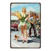 Vintage Russian Cartoon PinUp Girl Metal Tin Sign  Retro Iron Painting Plaque for Pub Cafe Home Wall Decor  Sexy Girl Poster