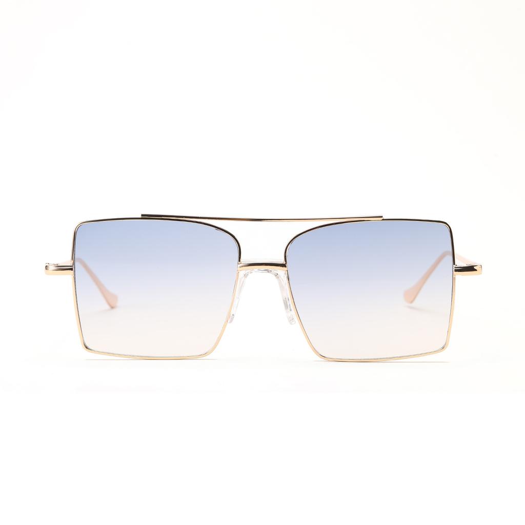 Glasses 9186 Square Large Frame Double Beam Trend Autumn Metal Sunglasses Women, Sunglasses Men