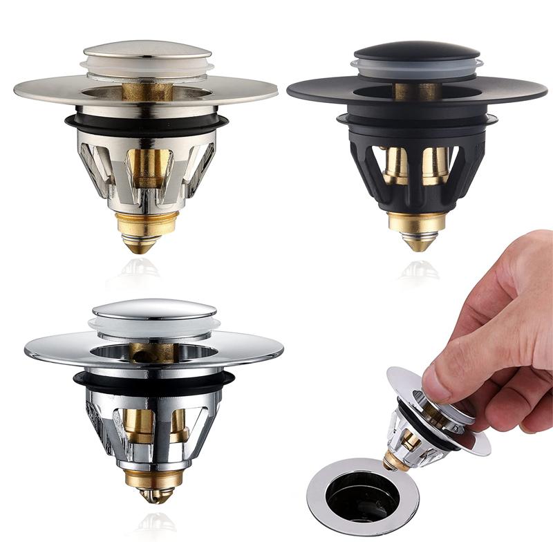 Anti-Clogging Drain Strainer Vessel Sink Pop up Drain Stopper for Bounce Sink Plug Brass