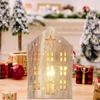 Rustic Style Wooden House Lantern Christmas House Shape Lamp Tabletop Centerpiece Ornament For Christmas New Year Decoration