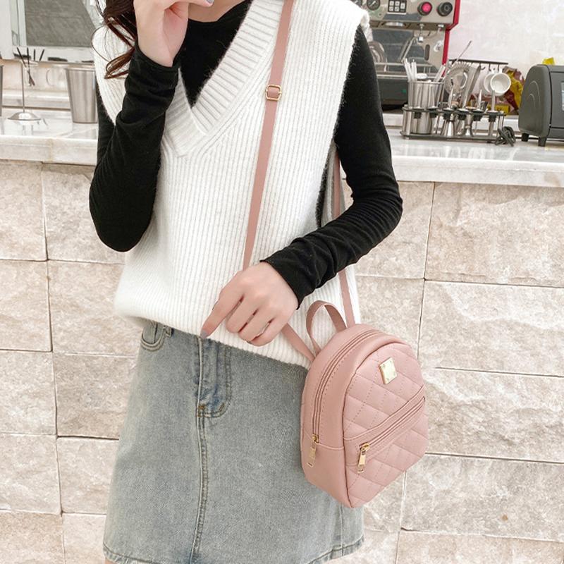 Backpack Women Leisure Pu Small Girls Rucksacks Leisure Zipper Shoulder Bag Knapsack Women Mini School Backpack Traveling Bag