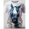 Mode Tier Pferd 3D Druck T-Shirt Für Männer Frauen Lässig Kurzarm T-Shirt Kinder Streetwear Lustiges Grafik-T-Shirt Oberteile