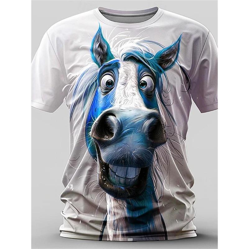 Mode Tier Pferd 3D Druck T-Shirt Für Männer Frauen Lässig Kurzarm T-Shirt Kinder Streetwear Lustiges Grafik-T-Shirt Oberteile