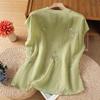 Button loose embroidered sleeveless shirt women's summer solid color improved cheongsam shirt shirt