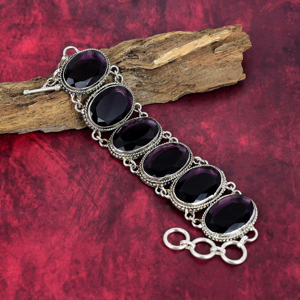 Amethyst 925 Solid Sterling Silver Jewelry Set, Handmade Beautiful Necklace & Bracelet Jewelry Set, Adjustable Gemstone Jewelry For Her