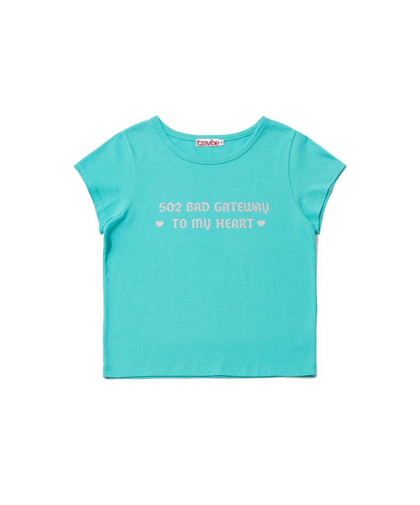 Isjabaibeu 502 Glitter Lettering T Shirt - Mint