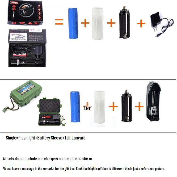 T6 Rechargeable USB High-Power LED Flashlight with Telescopic Zoom for Outdoor Use