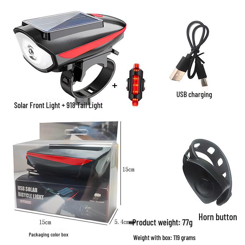 Lishi Solar Mountain Bike Front Light & Horn