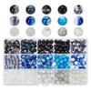 PH PandaHall 15 Colors Glass Beads Marble Beads White Black Blue Acrylic Beads Ink Style Accessory Parts Handmade Supplies DIY Materials Bracelet