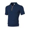Mens Textured Fabric Half Zip Short Sleeve Polo Shirt