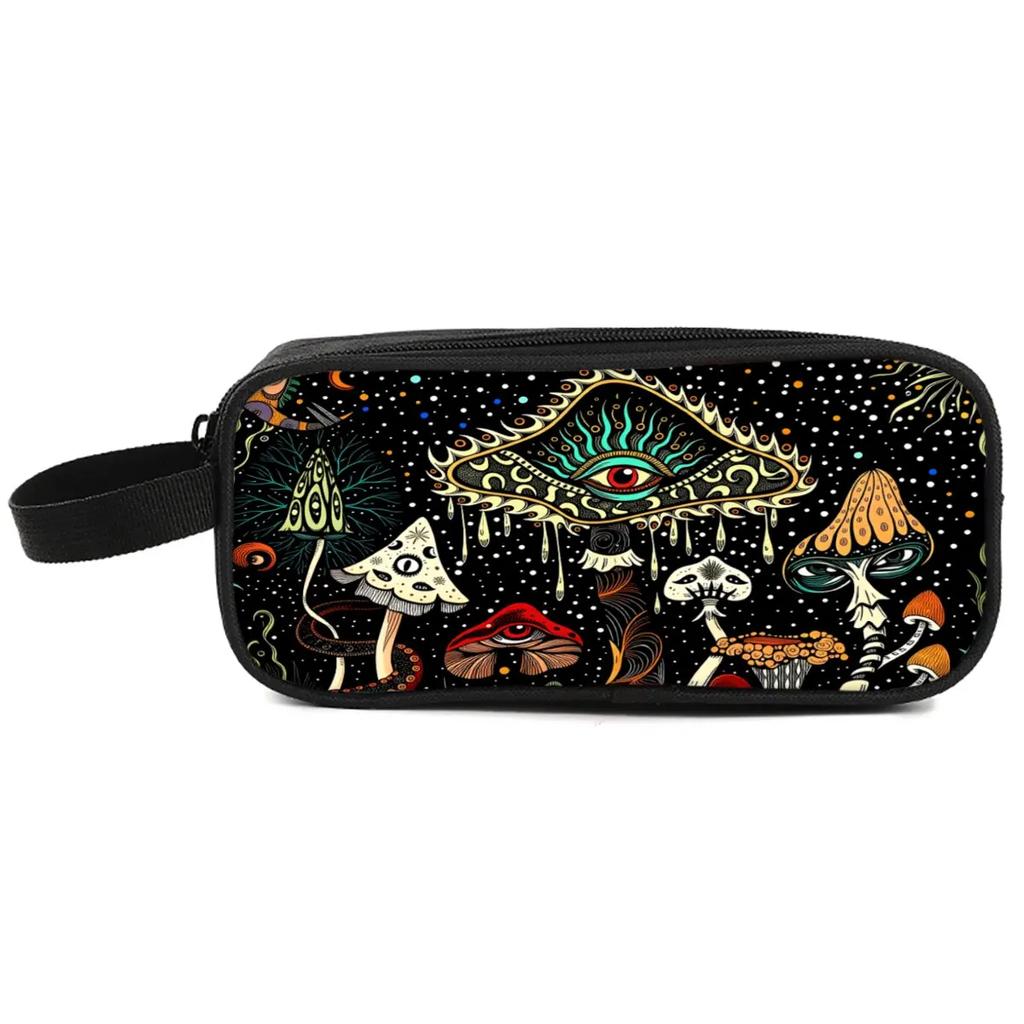 Bohemian Mushroom Double Layered  Pencil Case with Handheld Boy/Girls Best Gift 3D Cartoon School Children