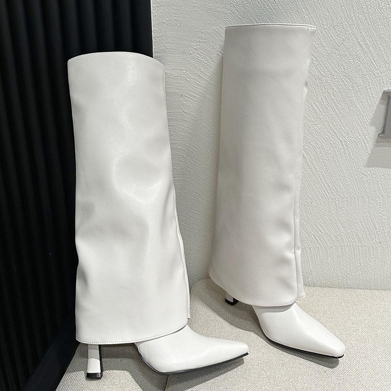 Mode Winter Herbst Damen 2025 Kniehohe Chelsea Boots Mode Niedrige Absätze Schuhe Damen Slipper Freizeitschuhe Damen Lange Westernstiefel