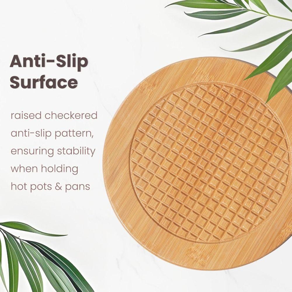 7.5 Inch Bamboo Trivets Heat Resistant Kitchen Decor Hot Large Coaster  for Table & Countertop