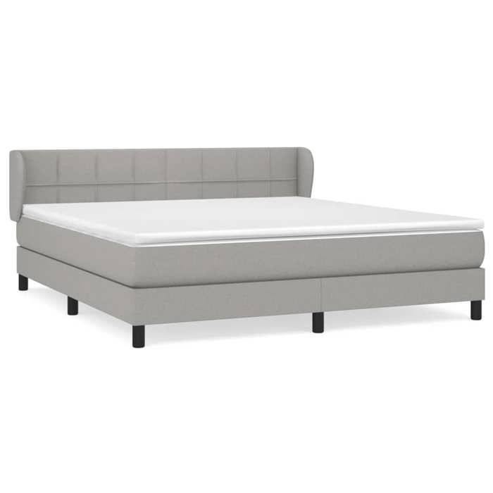 3126253 vidaXL Lit à sommier tapissier avec matelas Gris clair 160x200cm Tissu