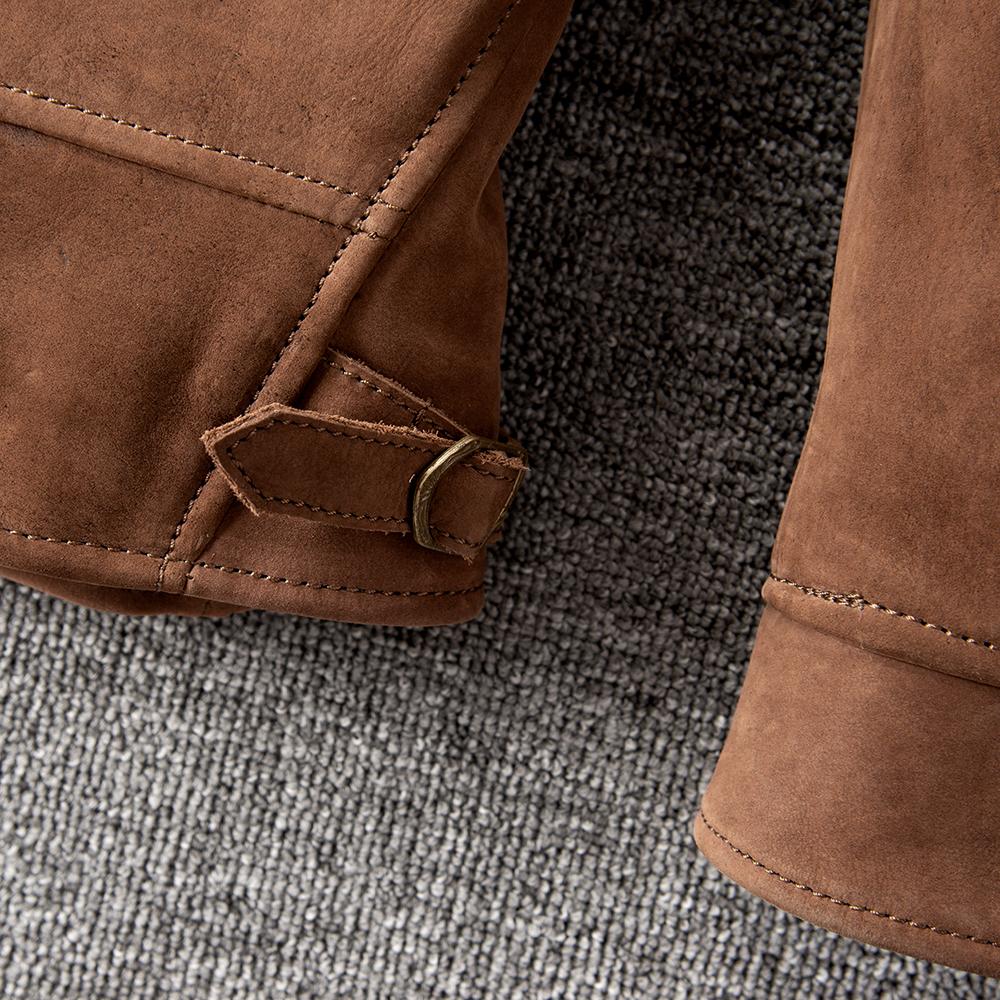 Brown Uncoated Natural Cow Leather Jackets Men Genuine Cowhide Leather Einstein Coat Slim Fit Jacket Man Business Clothes Autumn