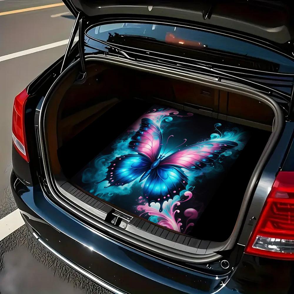 1Pcs Colorful Butterfly Print Car Trunk Mat with Anti Slip Cargo Liner Waterproof Rear Storage Protector Floor Mat for SUV Sedan