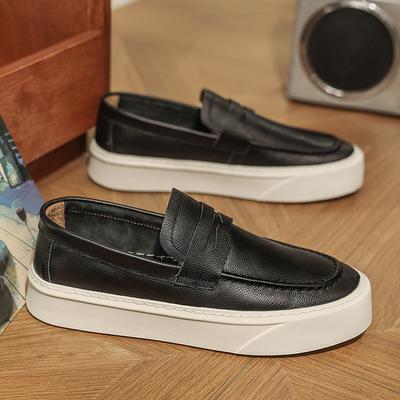 Modne męskie mokasyny ze skóry naturalnej w stylu brytyjskim, ręcznie robione, biznesowe casual, buty żeglarskie, klasyczne płaskie buty do jazdy, miękka podeszwa, rekreacyjne buty do chodzenia