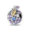 S925 Silver Color Butterfly Daisy Rose Crown Perfume Charms Beads Fit Pan Bracelets DIY Fine Jewelry Making Gifts