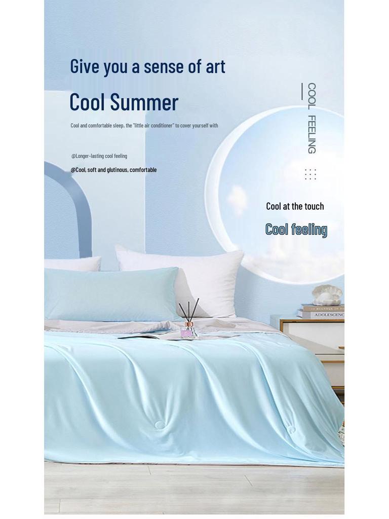 Ice Silk Cooling Summer Quilt - Solid Color Air Conditioning Blanket