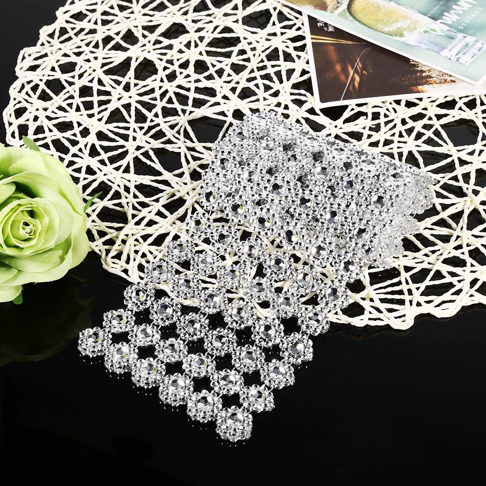 1 Yard langes, blütenförmiges Diamant-Mesh-Kettchen, glitzerndes künstliches Kristall-Strassband-Dekor