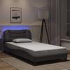 LED Bed Frame without Mattress  Hvar  Gray 100x200 cm