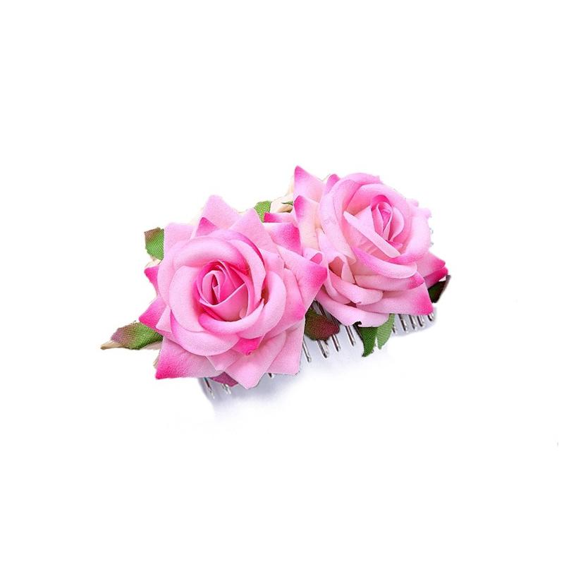 Bohemia Brides Wedding Flower Hair Comb Hairpin Bridesmaid Headdress Hair Combs Hair Accessories For Women Girls Floral Hairpins