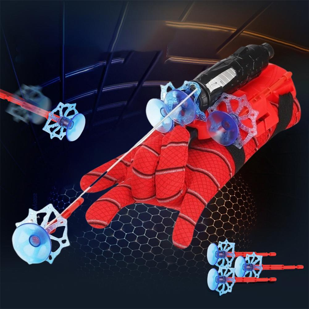 Spinnennetz-Werfer Cosplay-Handschuh Jungen Superhelden Netzschützen Handschuh Set Recycelbare Weiche Geschosse Halloween Spielzeug Kinder Geschenke