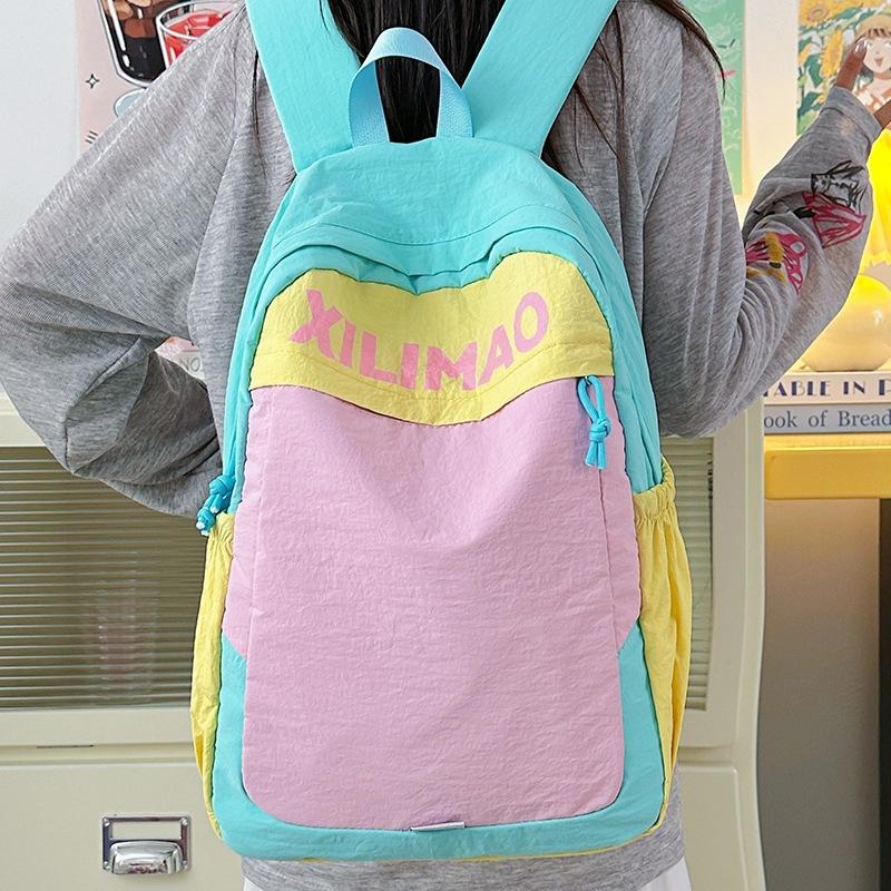 Fashion Trend Splicing Male and Female Students Schoolbag Anti-splashing Large Capacity Going Out Light Travel Backpack