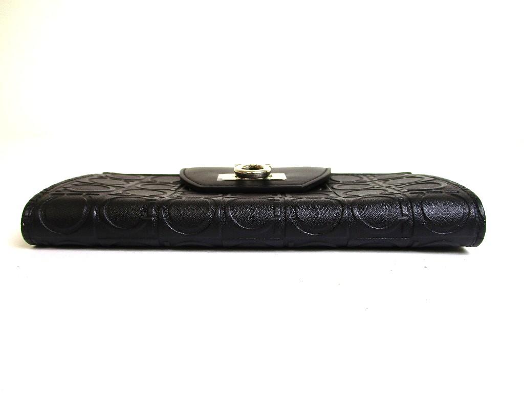 Authentic Salvatore Ferragamo Gancini Black Leather Flap Long Wallet #b127  Open box