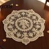 Washable Polyester Lace Mat Retro Round Doily, Embroidered Floral Coaster, 13 Inch Doily for Table Decor Sheer Placemat Wedding, Tea Party