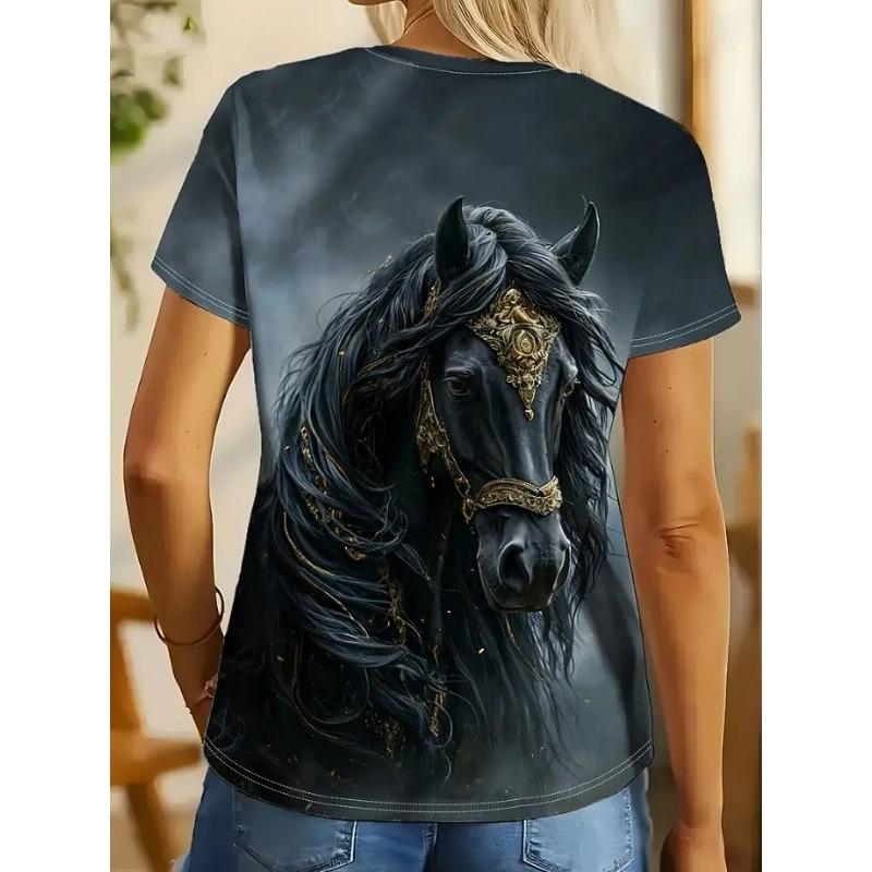 Women's T Shirt Print Graphic Animal Plants Vintage Classic Short Sleeve Neck Round Neck Regular Tops Summer