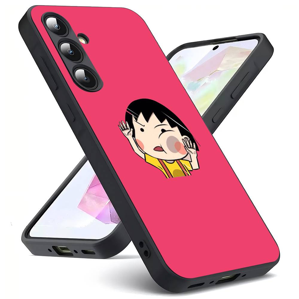 Cute Anime Sakura Momoko -O For Samsung Galaxy S25 S24 S23 Ultra S22 S21 Plus S20 Black Soft Silicone Protective Case