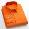 Men's Long-Sleeve Oxford Cotton Shirt - Breathable, Solid Color for Casual or Daily Wear