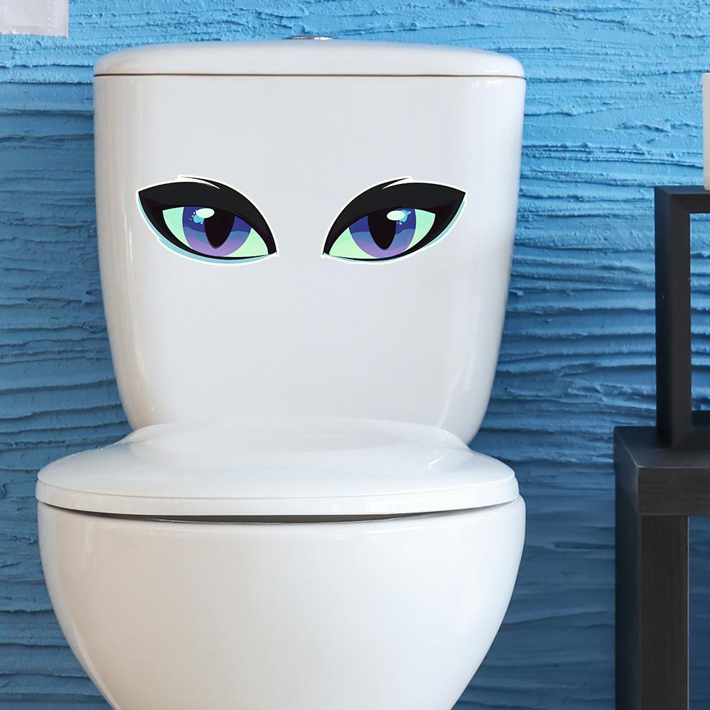 Creative Blue Eyes Bathroom Toilet Home Background Beautification Sticker