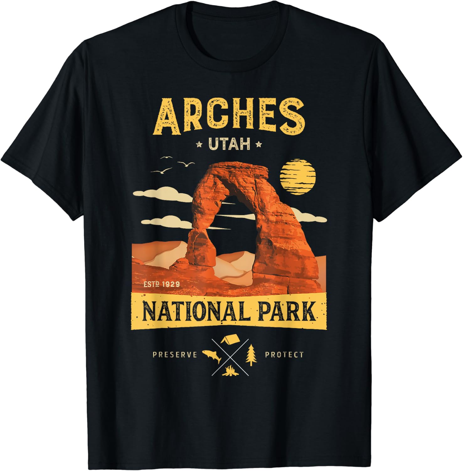 Arches National Park T Shirt Delicate Arch Vintage Utah Gift 3XL чёрный