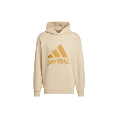 adidas Felpa con cappuccio da basket con stampa di lettere da uomo Felpe Marrone Chiaro IX4913