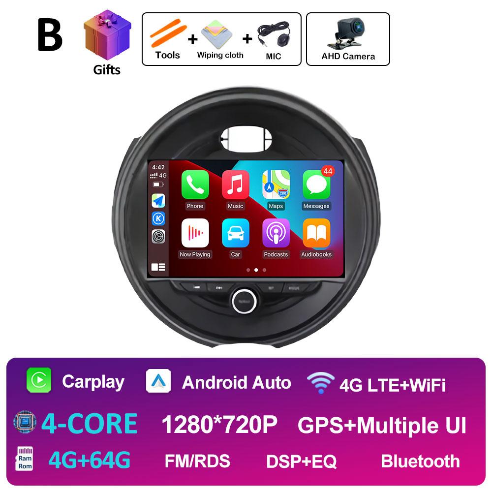 For BMW Mini Cooper Car Multimedia Audio Video Player Android OS Wireless Carplay DSP Stereo QLED IPS Screen Bluetooth Head Unit