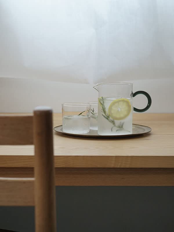 SKON Glass Jug with Microwave Safe Ring, Gray, Approx. 720ml, Heat-Resistant Glass,