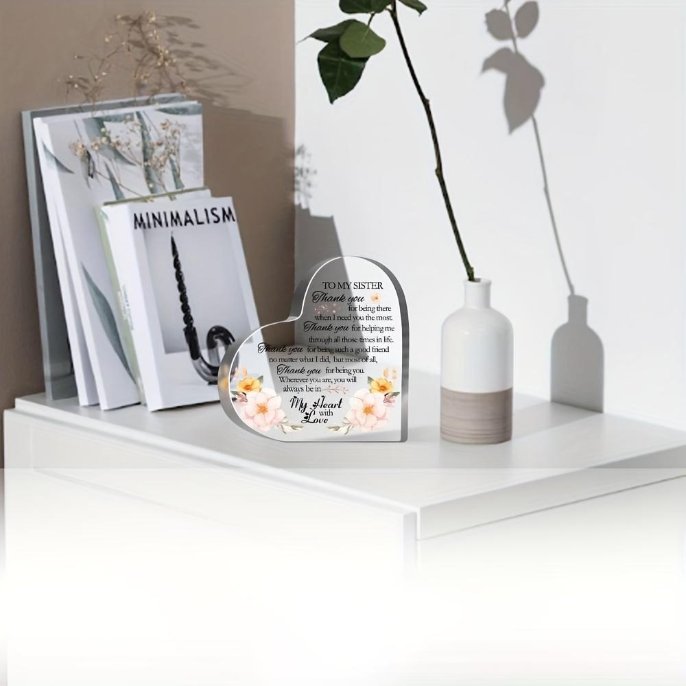 Modern Floral Thank You Sign for Sister, Friendship Keepsake, Gratitude Gift for Female Friends, Tabletop & Home Decor, Nurseries, Home Desk Living Ro
