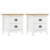 Hill Bedside Tables 2 Pcs  46x35x49.5 Cm Solid Pine Wood