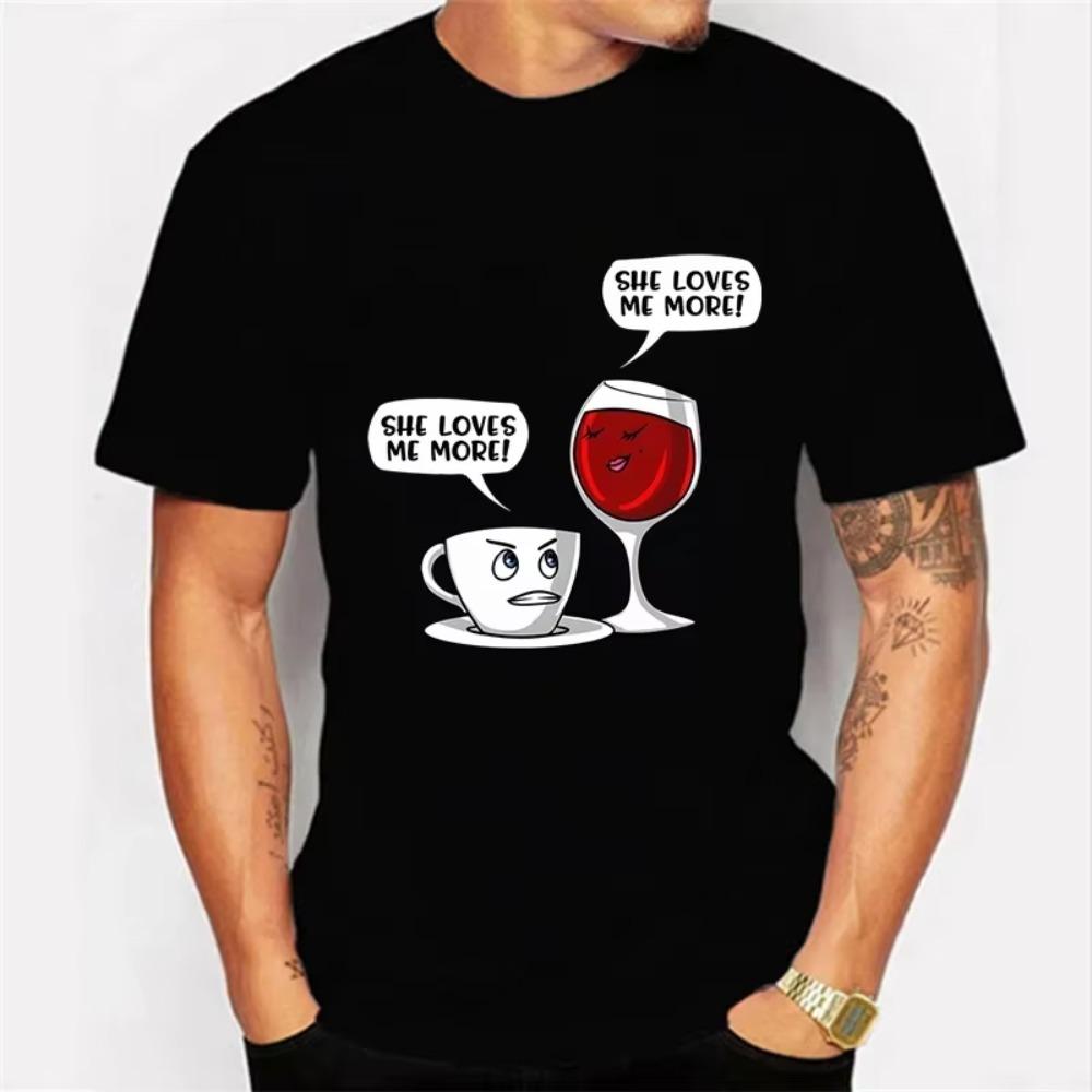 

Y2k T Shirt for Men Coffee Wine She Loves Me More Graphic T Shirts Short Sleeve Tee Hip Hop Streetwear Harajuku Fashion T-shirts XXXXXL