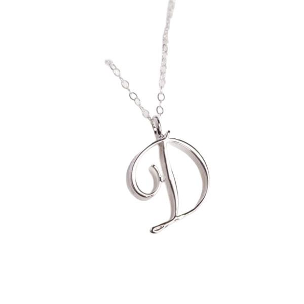 Stainless Steel Retro Cursive Name Necklace - English Letter Collarbone Chain