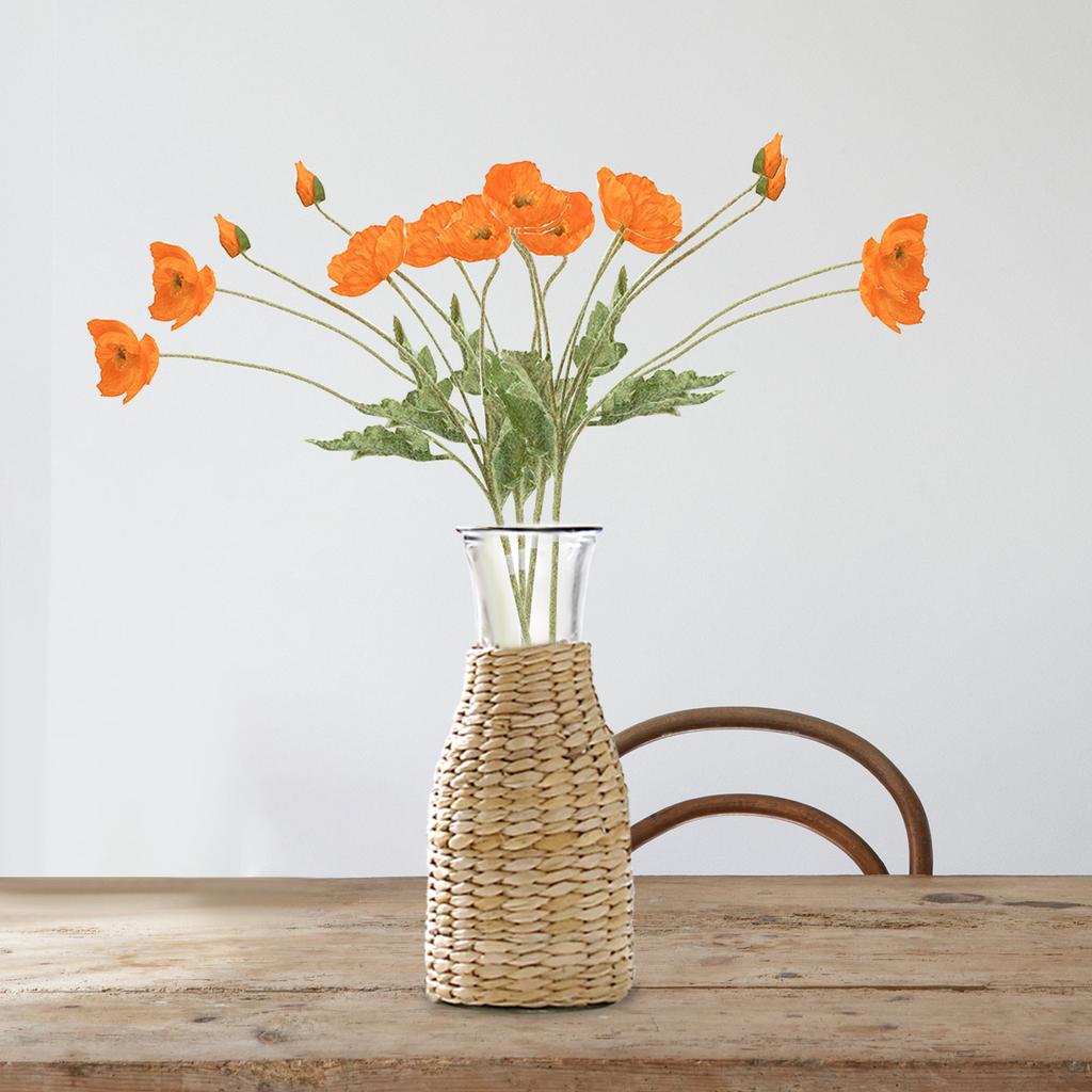 4 Heads Simulated Poppy Flowers Artificial Silk Flowers Outdoor Faux Fake Wildflowers Multicolor Bouquet
