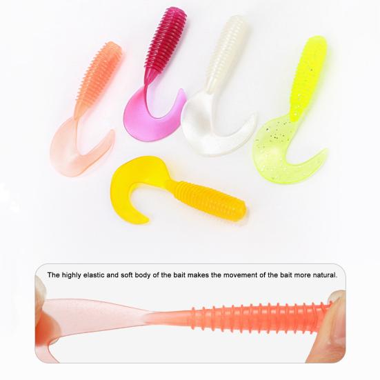 20Pcs Soft Fishing Lure Metal Jig Head Fishing Hooks Realistic Design Bright Color Artificial Bait Worm Lure Fishing Accessories