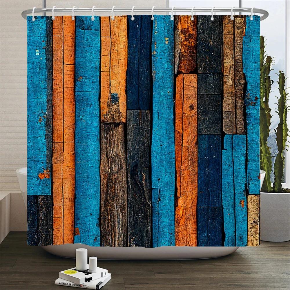 Rustic Shower Curtain Vintage Vertical Wood Planks Distressed Rustic Hardwood Design Fabric Bathroom Decor Curtain With Hooks