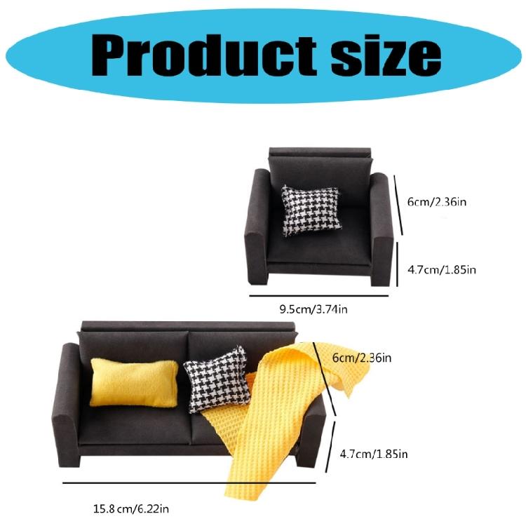 Miniature Dollhouses Sofa Couch 1/12 Scale Handcrafted Wooden Furniture For Living Room Bedroom