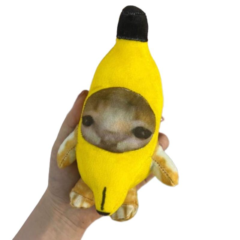 Cute And Soft 20cm Banana Cat Plush Keychain With Sound