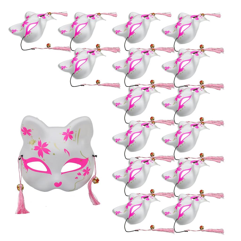 Castle Enterprises Cat Masks Set of 16 Street and (Pink) [Japanese Souvenirs, Festivals, Events, Children's Parties, Stalls, Fairs]