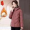 Women's Mid-Length Hooded Down Winter Coat for Seniors