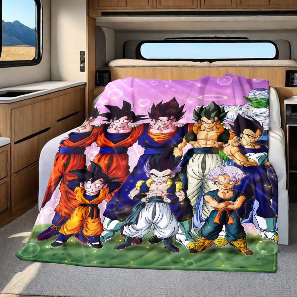 1 BUCĂ DRAGON BALL Pătură de Flanelă Imprimată, Calitate Înaltă pentru Toate Sezoanele, Decor Casă, Căldură și Confort, Perfectă pentru Cadouri de Crăciun